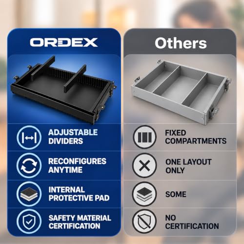 Under Desk Drawer Organizer with Adjustable Dividers - Black