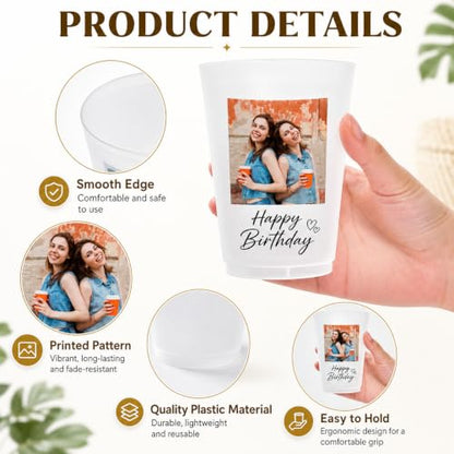 Custom Frosted Plastic Cups 12oz & 16oz with Logo - Personalized Party Drinkware