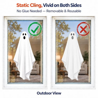 Halloween Ghost Window Clings & Mirror Decals - Large 3 Sheets - Ghosts & Bats - Halloween
