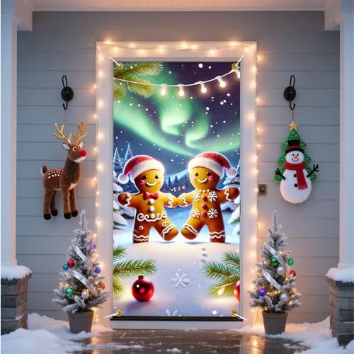 Christmas Door Banner 71x35 Gingerbread Couple Holiday Home Decor - Variation 11