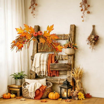 Autumn Fall Swag for Front Door - 33 inch Harvest Wreath Decor