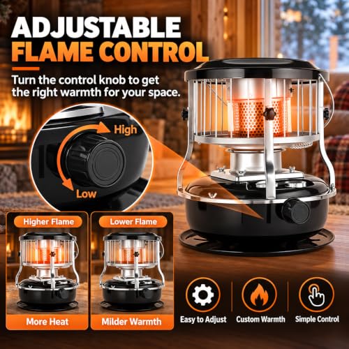 Portable 2-in-1 Kerosene Heater and Stove 9000 BTU with Adjustable Flame