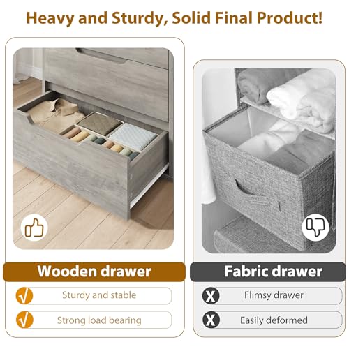 Garvee 5-Drawer Bedroom Dresser - 50.5" Vertical Storage with 15.7" Depth, Grey