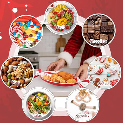 Teenyyou 8 Pcs Candy Shaped Melamine Serving Plates - Christmas Peppermint Design