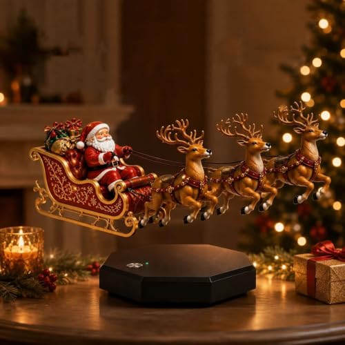 Floating Santa Sleigh Magnet Levitation Christmas Decor - Black Variation