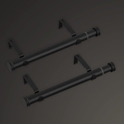 MODE Premium Collection Side Mount 1 1/8" Diameter Curtain Rod Set of Two with Matte Black End Cap Finials and Steel Wall Mounted 12” to 20” Adjustable Curtain Rods, Matte Black