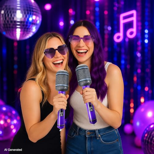 Purple K-pop Party Set with Heart Sunglasses & Inflatable Microphones - 24PCS - Variation 02