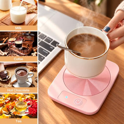 Pink Coffee Mug Warmer & Candle Warmer - 131°F Electric Beverage Heater