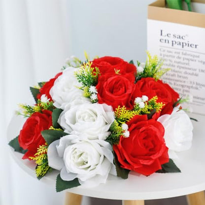Artificial Rose Balls Set - Red & White for Centerpieces, 10 Pack