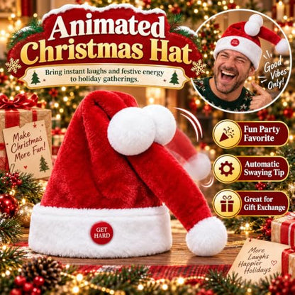 Animated Naughty Santa Hat - Funny Moving Christmas Party Hat - Variation A