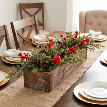 Artificial Christmas Pine Branches 6 Pack Outdoor Decor - Realistic Winter Greenery