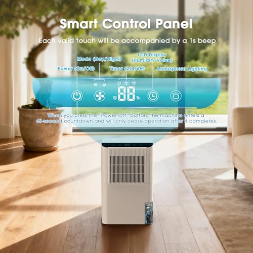 Onsekin Small Dehumidifier with 2000 Sq.Ft Coverage, 3.3ft Drain Hose, 2.5L Tank - Floral White