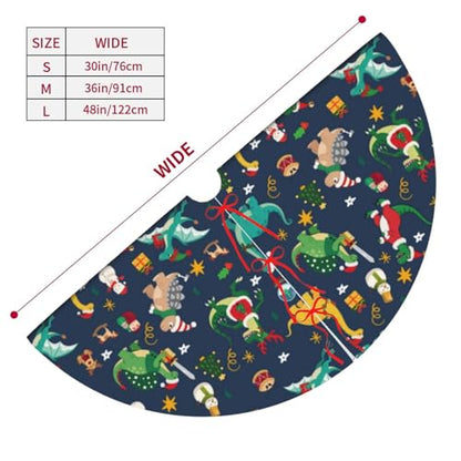 White 30-Inch Christmas Dinosaur Tree Skirt Holiday Decorations Cute Xmas Tree Mat