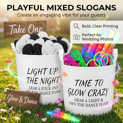 15.7 Inch & 11.8 Inch Felt Party Baskets - Thickened, Freestanding with Slogans - 2-Pack