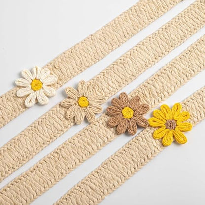 Yellow Flower Curtain Tiebacks 2 Pack Rope Woven No Drill Boho Rustic Home Decor