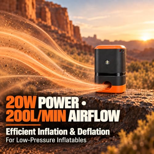 Mini Rechargeable Air Pump for Inflatables - 20W, 4000mAh Battery, Includes 7 Nozzles - Pump Only