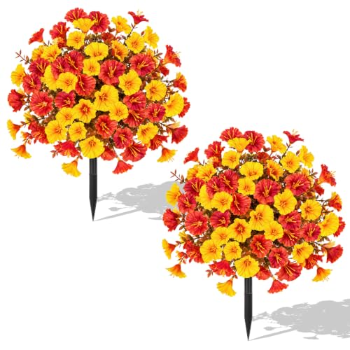 Artificial Fall Mums Flowers - Yellow | Outdoor Decor, Lush & Realistic