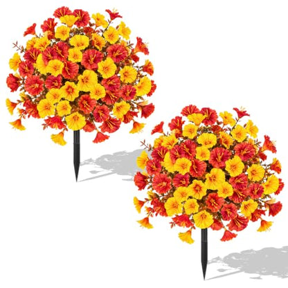 Artificial Fall Mums Flowers - Yellow | Outdoor Decor, Lush & Realistic