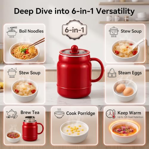 Multi-Function Portable Electric Stewing Cup - 6-in-1 Mini Cooker with 27oz Capacity - Variation B