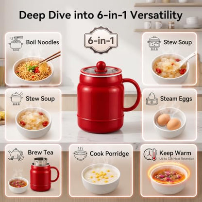 Multi-Function Portable Electric Stewing Cup - 6-in-1 Mini Cooker with 27oz Capacity - Variation B