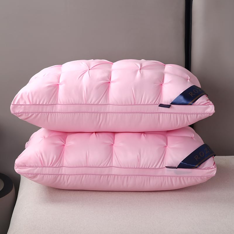 Queen Size Hotel-Quality Pillows Set - Pink, 2 Pieces, 20x30 Inches