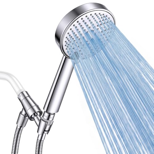 Chrome Metal 3-Spray Handheld Shower Head with Long Hose & Shut-Off