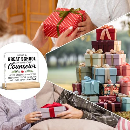 School Counselor Appreciation Sign - Coworker Gift for Guidance Counselor - Acrylic Desk Decor - Variation: Q