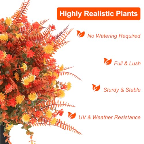 Fall Topiary Ball Flowers with Spike - Artificial Outdoor Plant, 24 Inch, 2 Pack