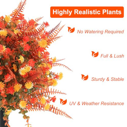 Fall Topiary Ball Flowers with Spike - Artificial Outdoor Plant, 24 Inch, 2 Pack
