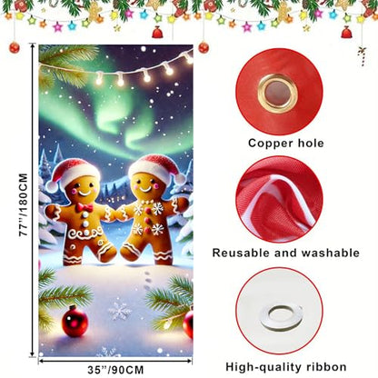 Christmas Door Banner 71x35 Gingerbread Couple Holiday Home Decor - Variation 11