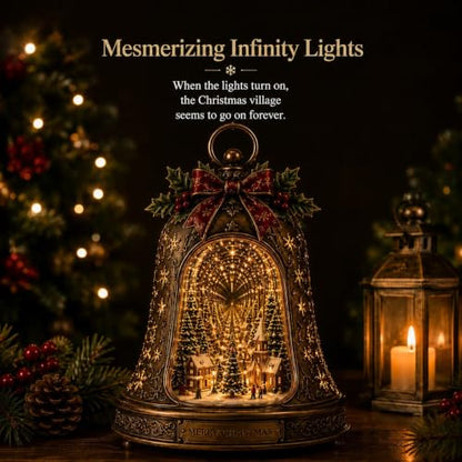 Christmas Village Infinity Bell - Lighted 3D Holiday Decor with Warm LED Glow