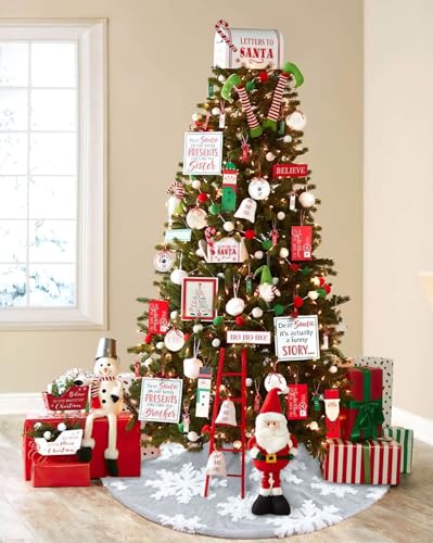 Gray 48 Inch Faux Fur Christmas Tree Skirt Snowflake Decor Large Holiday Cover