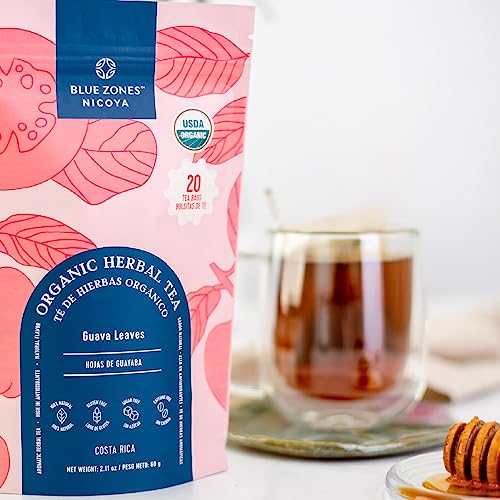 Blue Zones Nicoya - Guava Leaf Flavored Tea Bags - 100% Natural, and Refreshing - High Micronutrients - Gluten, Caffeine, Sugar-Free - Pack of 20 (2.11 oz/ 60 g)