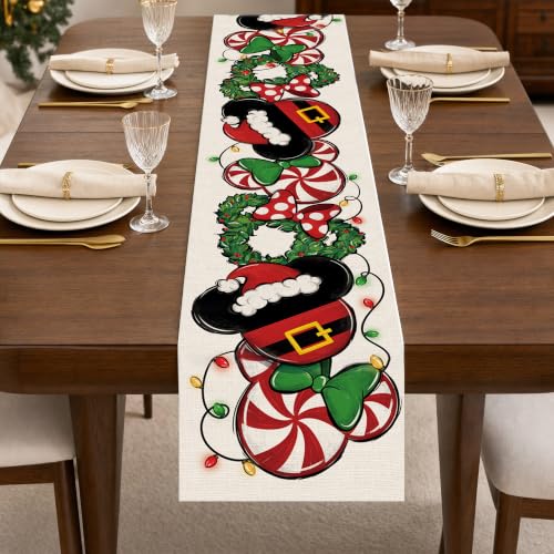 Christmas Table Runner 13x72 Inches Xmas Wreath Peppermint Candy Kitchen Dining Decor - Variation of THIS Listing