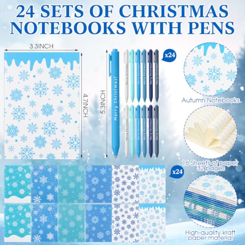 Snowflake Christmas Gift Set - 24 Snowflake Cups Pens Notebooks Party Favors