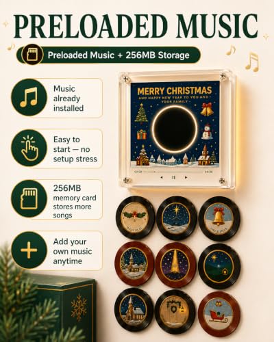 Mini Vinyl Record Player Fridge Magnet Set 1-Pc with NFC & Customizable Music