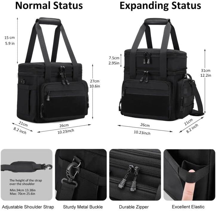 Skiennix Tactical Lunch Box - Insulated, Leakproof Cooler Bag for Work & Travel | Large Black Design