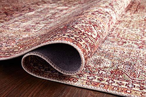 Loloi Layla Collection, LAY-11, Cinnamon/Sage, 2'-3" x 3'-9", .13" Thick, Accent Rug, Soft, Durable, Vintage Inspired, Distressed, Low Pile, Non-Shedding, Easy Clean, Printed, Living Room Rug