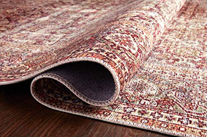 Loloi Layla Collection, LAY-11, Cinnamon/Sage, 2'-3" x 3'-9", .13" Thick, Accent Rug, Soft, Durable, Vintage Inspired, Distressed, Low Pile, Non-Shedding, Easy Clean, Printed, Living Room Rug