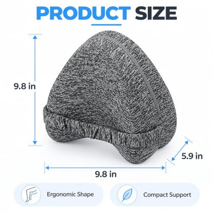 Memory Foam Knee Pillow for Side Sleepers with Adjustable Strap - Hip & Back Pain Relief