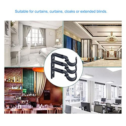 Adjustable Curtain Rod Brackets Set of 3 Black Iron Window Support