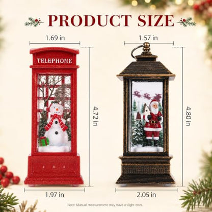 Christmas Snow Globe Lantern Light-Up Holiday Decor - Variation #F