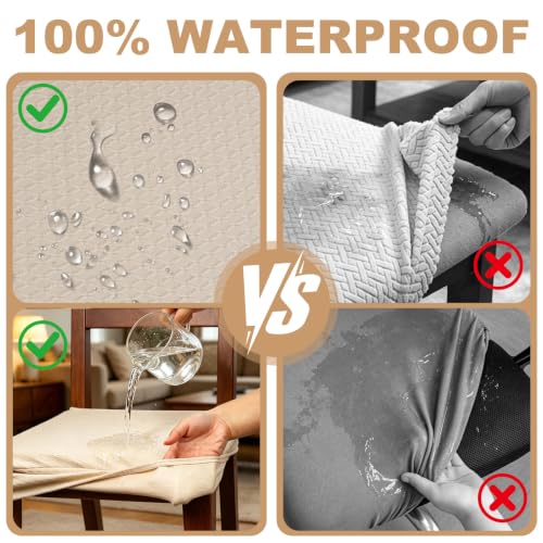 Waterproof Dining Chair Seat Cover Beige No Rear Covers - Easy Clean & Pet-Friendly