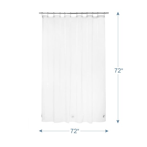 AmazerBath Heavy Duty Shower Curtain Liner 12 Gauge, 72 x 72 Inches Clear Shower Curtain Liner with 3 Clear Stones and 12 Grommet Holes, Weighted Plastic Shower Liner