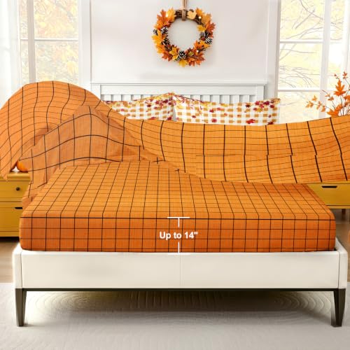 Halloween Orange King Comforter Set - All Season Fall Bedding 7 Piece