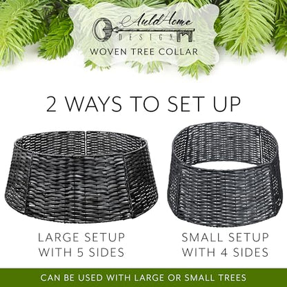 Black Wicker Christmas Tree Collar 29-Inch Farmhouse Holiday Decor