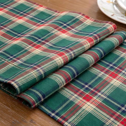 Christmas Table Runner Green Red Plaid 108 Inch Long Festive Holiday Decor