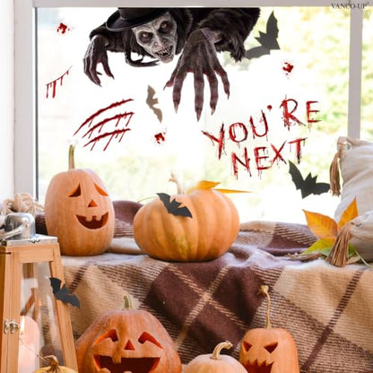 Halloween Window Clings - Scary Witch Blood Text Static Decals - Variations of THIS listing