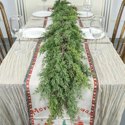 Artgar 6 Ft Christmas Cedar Garland - Realistic Greenery Cypress Decorations - Green