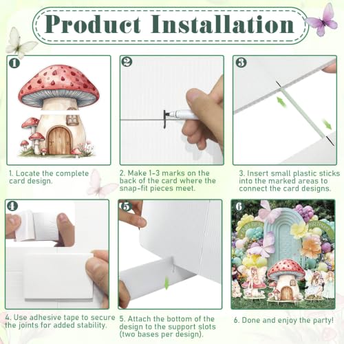 Fairy Birthday Party Decorations Set - 5 Cardboard Cutouts for Girls, Mushroom House & Fairies